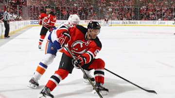 NEWARK, NJ - APRIL 08: Andy Greene #6 of the New Jersey Devils skates against the New York Islanders at the Prudential Center on April 8, 2017 in Newark, New Jersey. The Islanders defeated the Devils 4-2. (Photo by Bruce Bennett/Getty Images)