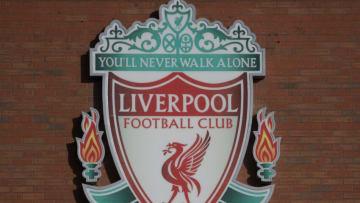 LIVERPOOL, ENGLAND - JANUARY 09: The official Liverpool club badge ahead of the Emirates FA Cup Third Round match between Liverpool and Shrewsbury Town at Anfield on January 9, 2022 in Liverpool, England. (Photo by Joe Prior/Visionhaus via Getty Images)