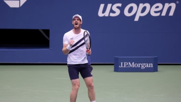 NEW YORK, NEW YORK - SEPTEMBER 01: Andy Murray of Great Britain reacts during his Men's Singles first round match against Yoshihito Nishioka of Japan on Day Two of the 2020 US Open at the USTA Billie Jean King National Tennis Center on September 1, 2020 in the Queens borough of New York City. (Photo by Al Bello/Getty Images)