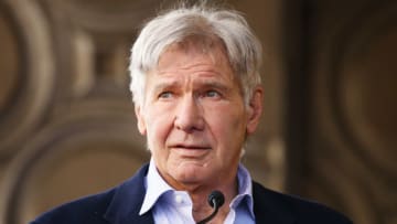 HOLLYWOOD, CA - MARCH 08: Harrison Ford attends the ceremony honoring Mark Hamill with A Star on The Hollywood Walk of Fame held in front of El Capitan Theatre on March 8, 2018 in Hollywood, California. (Photo by Michael Tran/Getty Images,)