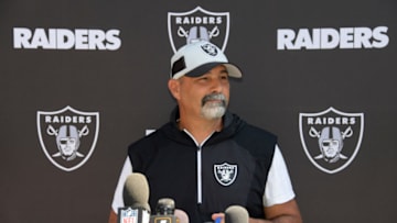 Jun 12, 2019; Alameda, CA, USA; Oakland Raiders special teams coordinator Rich Bisaccia during minicamp press conference at the Raiders practice facility at the Raiders practice facility. Mandatory Credit: Kirby Lee-USA TODAY Sports