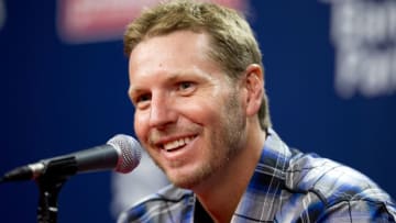 PHILADELPHIA, PA - AUGUST 8: Former Major League pitcher Roy Halladay talks to the media prior to the game between the New York Mets and Philadelphia Phillies on August 8, 2014 at Citizens Bank Park in Philadelphia, Pennsylvania. (Photo by Mitchell Leff/Getty Images)