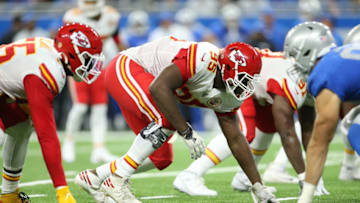 DETROIT, MI - SEPTEMBER 29: Chris Jones #95 of the Kansas City Chiefs in game action in the second quarter of the game against the Detroit Lions at Ford Field on September 29, 2019 in Detroit, Michigan. (Photo by Rey Del Rio/Getty Images)