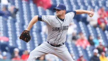 Jun 12, 2014; Philadelphia, PA, USA; San Diego Padres relief pitcher Troy Patton (29) pitches during the eighth inning a game against the Philadelphia Phillies at Citizens Bank Park. The Phillies won 7-3. Mandatory Credit: Bill Streicher-USA TODAY Sports