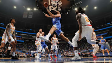 Evan Fournier against the Atlanta Hawks (Photo by Fernando Medina/NBAE via Getty Images)
