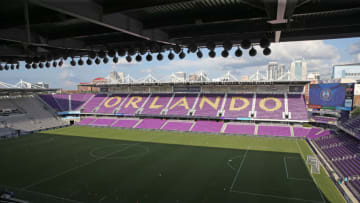 ORLANDO, FL - SEPTEMBER 11: A general overview of the pitch prior to a NWSL soccer match between the Chicago Red Stars and the Orlando Pride at Orlando City Stadium on September 11, 2019 in Orlando, Florida. (Photo by Alex Menendez/Getty Images)