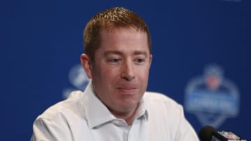 Feb 24, 2016; Indianapolis, IN, USA; Detroit Lions general manager Bob Quinn speaks to the media during the 2016 NFL Scouting Combine at Lucas Oil Stadium. Mandatory Credit: Brian Spurlock-USA TODAY Sports