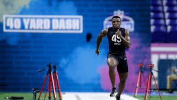 INDIANAPOLIS, IN - FEBRUARY 27: Wide receiver Jalen Reagor of TCU runs the 40-yard dash during the NFL Scouting Combine at Lucas Oil Stadium on February 27, 2020 in Indianapolis, Indiana. (Photo by Joe Robbins/Getty Images)
