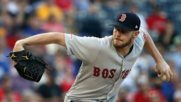KANSAS CITY, MISSOURI - JUNE 05: Starting pitcher Chris Sale #41 of the Boston Red Sox pitches during the 1st inning of the game against the Kansas City Royals at Kauffman Stadium on June 05, 2019 in Kansas City, Missouri. (Photo by Jamie Squire/Getty Images)