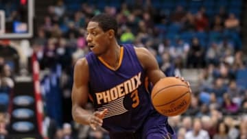 Jan 17, 2016; Minneapolis, MN, USA; Phoenix Suns guard Brandon Knight (3) dribbles in the second quarter against the Minnesota Timberwolves at Target Center. Mandatory Credit: Brad Rempel-USA TODAY Sports