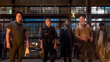 Josh McDermitt, Melissa McBride, Khary Payton, Andrew Lincoln on The Walking Dead.Photo by Jackson Lee Davis/AMC