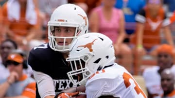 Toneil Carter, Shane Buechele, Texas Football Mandatory Credit: John Gutierrez-USA TODAY Sports