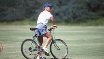 1990: SAN DIEGO CHARGERS GENERAL MANAGER BOBBY BEATHARD RIDES HIS BIKE DURING THE CHARGERS TRAINING CAMP. Mandatory Credit: Stephen Dunn/ALLSPORT