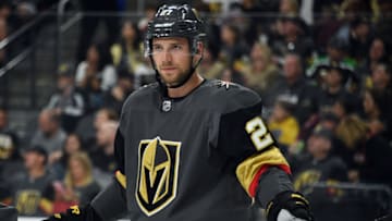LAS VEGAS, NEVADA - SEPTEMBER 25: Shea Theodore #27 of the Vegas Golden Knights skates during the second period against the Colorado Avalanche at T-Mobile Arena on September 25, 2019 in Las Vegas, Nevada. (Photo by David Becker/NHLI via Getty Images)