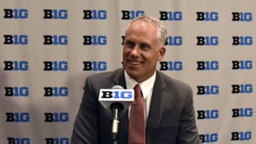 Jul 26, 2016; Chicago, IL, USA; Maryland Terrapins head coach D. J. Durkin addresses the media during the Big Ten football media day at the Hyatt Regency. Mandatory Credit: David Banks-USA TODAY Sports
