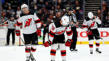 Damon Severson #28 of the New Jersey Devils. (Photo by Sean M. Haffey/Getty Images)