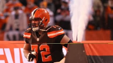 Nov 30, 2015; Cleveland, OH, USA; Cleveland Browns tackle Mitchell Schwartz (72) against the Baltimore Ravens at FirstEnergy Stadium. The Ravens won 33-27. Mandatory Credit: Aaron Doster-USA TODAY Sports