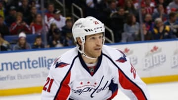 Dec 28, 2015; Buffalo, NY, USA; Washington Capitals center Brooks Laich (21) during the game against the Buffalo Sabres at First Niagara Center. Mandatory Credit: Kevin Hoffman-USA TODAY Sports