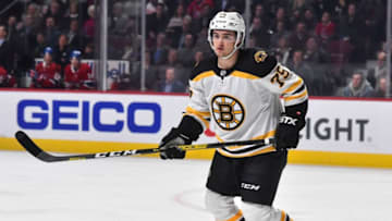 MONTREAL, QC - NOVEMBER 05: Connor Clifton #75 of the Boston Bruins skates against the Montreal Canadiens at the Bell Centre on November 5, 2019 in Montreal, Canada. The Montreal Canadiens defeated the Boston Bruins 5-4. (Photo by Minas Panagiotakis/Getty Images)