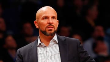 NEW YORK, NY - MARCH 09: (NEW YORK DAILIES OUT) Head coach Jason Kidd of the Brooklyn Nets in action against the Sacramento Kings at Barclays Center on March 9, 2014 in the Brooklyn borough of New York City.The Nets defeated the Kings 104-89. NOTE TO USER: User expressly acknowledges and agrees that, by downloading and/or using this Photograph, user is consenting to the terms and conditions of the Getty Images License Agreement. (Photo by Jim McIsaac/Getty Images)