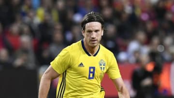Sweden's midfielder Gustav Svensson controls the ball during the international friendly football match between Sweden and Chile at Friends Arena in Solna on March 24, 2018. (Photo by Jonathan NACKSTRAND / AFP) (Photo credit should read JONATHAN NACKSTRAND/AFP/Getty Images)