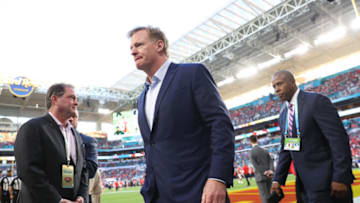 MIAMI, FLORIDA - FEBRUARY 02: NFL Commissioner Roger Goodell looks on prior to Super Bowl LIV between the San Francisco 49ers and the Kansas City Chiefs at Hard Rock Stadium on February 02, 2020 in Miami, Florida. (Photo by Maddie Meyer/Getty Images)