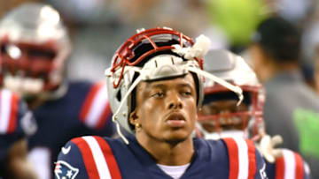 Aug 19, 2021; Philadelphia, Pennsylvania, USA; New England Patriots wide receiver Devin Ross (8) runs off the field against the Philadelphia Eagles at Lincoln Financial Field. Mandatory Credit: Eric Hartline-USA TODAY Sports