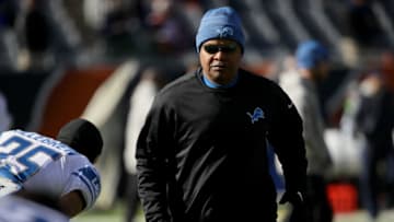 CHICAGO, IL - NOVEMBER 19: Head coach Jim Caldwell of the Detroit Lions watches warm-ups prior to the game against the Chicago Bears at Soldier Field on November 19, 2017 in Chicago, Illinois. (Photo by Jonathan Daniel/Getty Images)