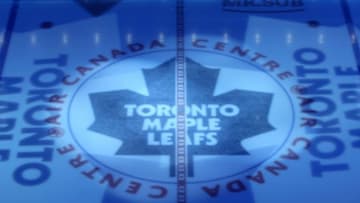 Dec 15, 2015; Toronto, Ontario, CAN; The Toronto Maple Leafs logo at center ice before the start of the game against the Tampa Bay Lightning at Air Canada Centre. Mandatory Credit: Tom Szczerbowski-USA TODAY Sports