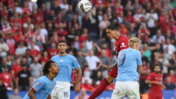 Darwin Nunez of Liverpool and Erling Haaland of Manchester City (Photo by Mike Hewitt/Getty Images)