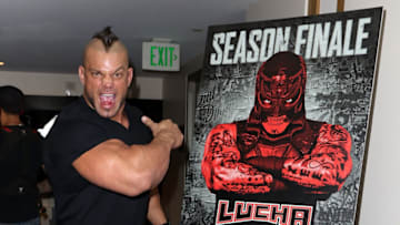 LOS ANGELES, CA - OCTOBER 17: American professional wrestler Brian Cage attends El Rey Network's "Lucha Underground" Season 3 Finale 4DX Screening at Regal LA Live Stadium 14 on October 17, 2017 in Los Angeles, California. (Photo by JC Olivera/Getty Images,)