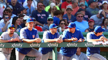 BOSTON, MA - SEPTEMBER 16: The New York Mets look on from ethics's dugout in the sixth inning of a game against ethics's Boston Red Sox at Fenway Park on September 16, 2018 in Boston, Massachusetts. (Photo by Adam Glanzman/Getty Images)