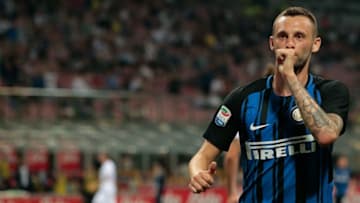 MILAN, ITALY - MAY 28: Marcelo Brozovic of FC Internazionale Milano celebrates his goal during the Serie A match between FC Internazionale and Udinese Calcio at Stadio Giuseppe Meazza on May 28, 2017 in Milan, Italy. (Photo by Emilio Andreoli/Getty Images)