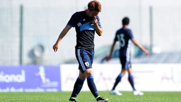 AUBAGNE, FRANCE - MAY 23: Takuma Asano of Japan cuts a dejected figure after his side concede during the Toulon Tournament match between Japan and Portugal at Stade De Lattre on May 23, 2016 in Aubagne, France. (Photo by Harry Trump/Getty Images)