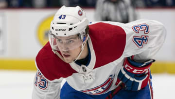 VANCOUVER, BC - DECEMBER 17: Jordan Weal #43 of the Montreal Canadiens during NHL action against the Vancouver Canucks at Rogers Arena on December 17, 2019 in Vancouver, Canada. (Photo by Rich Lam/Getty Images)