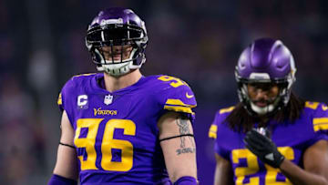 Dec 1, 2016; Minneapolis, MN, USA; Minnesota Vikings defensive lineman Brian Robison (96) in the third quarter against the Dallas Cowboys at U.S. Bank Stadium. The Dallas Cowboys beat the Minnesota Vikings 17-15. Mandatory Credit: Brad Rempel-USA TODAY Sports