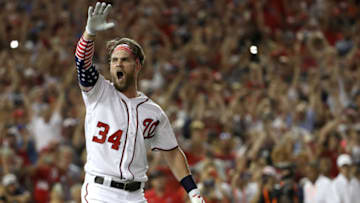 WASHINGTON, DC - JULY 16: Bryce Harper #34 during the T-Mobile Home Run Derby at Nationals Park on July 16, 2018 in Washington, DC. (Photo by Patrick Smith/Getty Images)