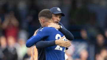 Chelsea manager Thomas Tuchel embraces Kai Havertz (Photo by Visionhaus/Getty Images)