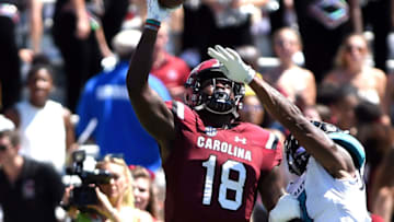 OrTre Smith #18 of the South Carolina Gamecocks. (Photo by Lance King/Getty Images)