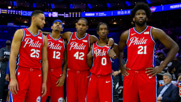 Ben Simmons, Tobias Harris, Al Horford, Josh Richardson, Joel Embiid | Philadelphia 76ers (Photo by Mitchell Leff/Getty Images)