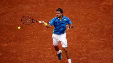 PARIS, FRANCE - JUNE 11: Stan Wawrinka of Switzerland plays a forehand during the mens singles final match against Rafael Nadal of Spain on day fifteen of the 2017 French Open at Roland Garros on June 11, 2017 in Paris, France. (Photo by Julian Finney/Getty Images)