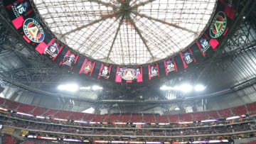 ATLANTA, GA SEPTEMBER 16: Atlantas starting line-up is viewed on the round video board prior to the start of the match between Atlanta United and the Orlando City on September 16, 2017 at Mercedes-Benz Stadium in Atlanta, GA. Atlanta United FC and Orlando City FC played to a 3 3 draw in front of a record MLS crowd of 70,425. (Photo by Rich von Biberstein/Icon Sportswire via Getty Images)