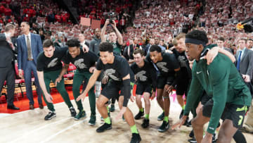 Michigan State basketball during introductions (Photo by Mitchell Layton/Getty Images) *** Local Caption ***