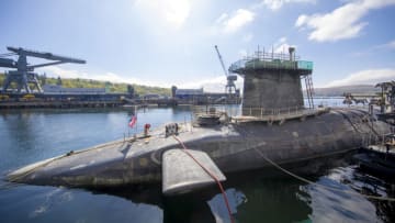 FASLANE, SCOTLAND - APRIL 29: General view of HMS Vigilant, which carries the UK's Trident nuclear deterrent on April 29, 2019 in Faslane, Scotland. A media tour of the submarine was arranged to mark 50 years of the continuous at sea nuclear deterrent (CASD). (Photo by James Glossop - WPA Pool/Getty Images)