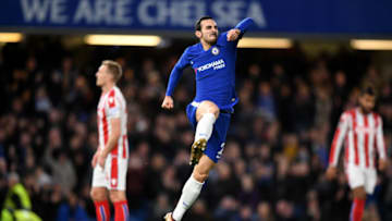 LONDON, ENGLAND - DECEMBER 30: Davide Zappacosta of Chelsea celebrates after scoring his sides fifth goal during the Premier League match between Chelsea and Stoke City at Stamford Bridge on December 30, 2017 in London, England. (Photo by Michael Regan/Getty Images)