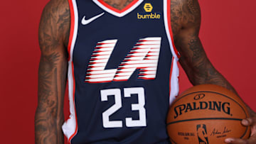 PLAYA VISTA, CA - NOVEMBER 4: Lou Williams #23 of the Los Angeles Clippers poses for a portrait in this years Nike City Edition jersey, which celebrates the teams 35th season in Los Angeles, on November 4 2014 at Clippers Training Center in Playa Vista, California. NOTE TO USER: User expressly acknowledges and agrees that, by downloading and/or using this Photograph, user is consenting to the terms and conditions of the Getty Images License Agreement. Mandatory Copyright Notice: Copyright 2018 NBAE (Photo by Juan Ocampo/NBAE via Getty Images)