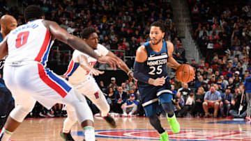 DETROIT, MI - MARCH 6: Derrick Rose #25 of the Minnesota Timberwolves. Copyright 2019 NBAE (Photo by Chris Schwegler/NBAE via Getty Images)