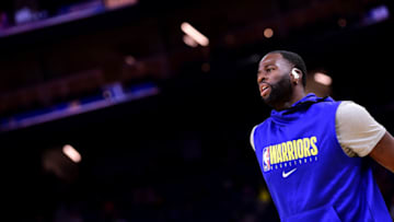 SAN FRANCISCO, CA - OCTOBER 18: Draymond Green #23 of the Golden State Warriors looks on before a pre-season game against the Los Angeles Lakers on October 18, 2019 at Chase Center in San Francisco, California. NOTE TO USER: User expressly acknowledges and agrees that, by downloading and or using this photograph, User is consenting to the terms and conditions of the Getty Images License Agreement. Mandatory Copyright Notice: Copyright 2019 NBAE (Photo by Noah Graham/NBAE via Getty Images)