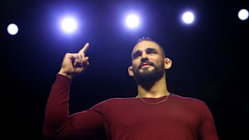 NEW YORK, NY - APRIL 06: Santiago Ponzinibbio poses for photos during the UFC press conference inside at Barclays Center on April 6, 2018 in New York City. (Photo by Mike Stobe/Zuffa LLC/Zuffa LLC via Getty Images)