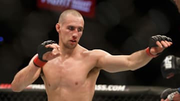 OTTAWA, ON - JUNE 18: Rory MacDonald competes in his welterweight bout against Stephen Thompson during the UFC Fight Night event inside the TD Place Arena on June 18, 2016 in Ottawa, Ontario, Canada. (Photo by Andre Ringuette/Zuffa LLC/Zuffa LLC via Getty Images)